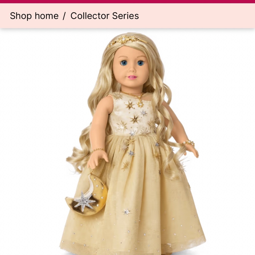American Girl 2025 Glimmering Gold Holiday Collector Doll - Picture 4 of 6
